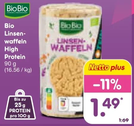 Bio High Protein Linsenwaffeln Vegan