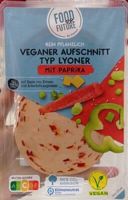 Veganer Aufschnitt Typ Lyoner mit Paprika