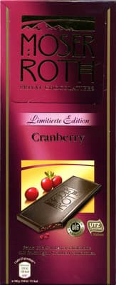 Edel-Zartbitterschokolade Cranberry 52 % Kakao
