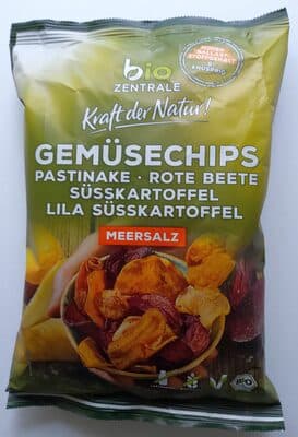 Gemüsechips – Pastinake, Rote Beete, Süßkartoffel, lila Süßkartoffel, Meersalz