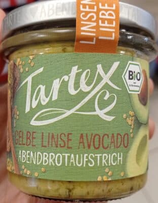 Tartex Bio Gelbe Linse Avocado Abendbrotaufstrich Pflanzlicher Brotaufstrich mit Avocado und gelben Linsen
