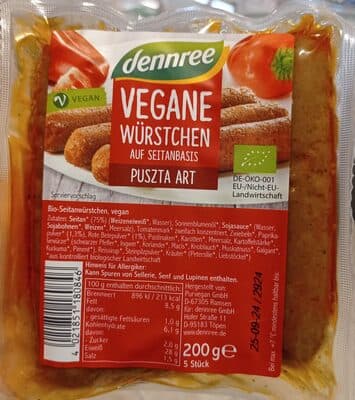 Vegane Würstchen auf Seitanbasis Puszta Art
