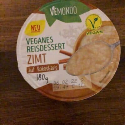 Veganes Reisdessert Zimt auf Kokosbasis
