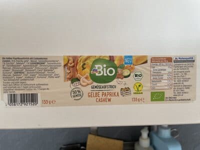 Bio Gelber Paprikaaufstrich mit Cashew