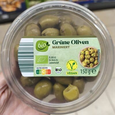 Grüne Bio-Oliven, mariniert