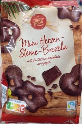 Mini Herzen-Sterne-Brezeln mit Zartbitterschokolade überzogem