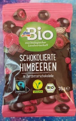 schokolierte Himbeeren in Zartbitterschokolade