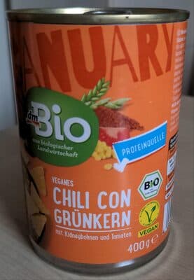 Chili vegan eco cu grâu verde, fasole și roșii