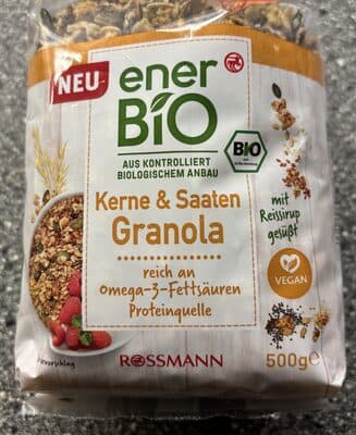 EnerBIO Kerne & Saaten Granola Bio Müsli mit 53% Kernen und Saaten, gebacken