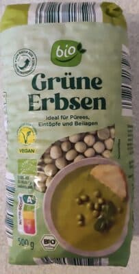 Grüne Bio-Erbsen