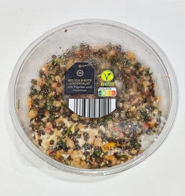 Beluga & Rote Linsen-Salat mit Paprika & Hummus