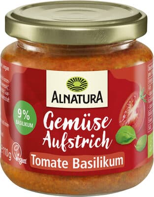 Alnatura Gemüseaufstrich Tomate Basilikum Bio Brotaufstrich mit Tomate und Basilikum, vegan