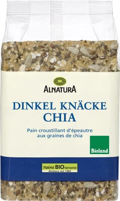 Alnatura Dinkel Knäcke Chia Bio Knäckebrot mit Dinkel 57% und Chiasamen 5%