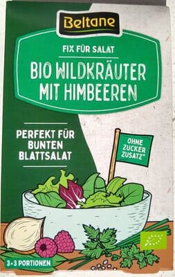 Bio Wildkräuter mit Himbeeren