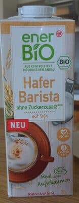 Hafer Barista ohne Zuckerzusatz mit Soja