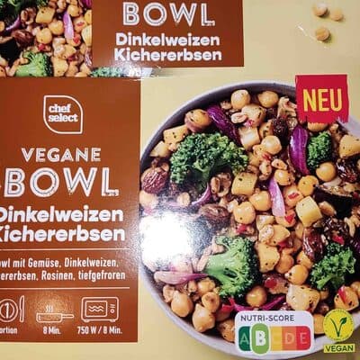 Vegane Bowl Dinkelweizen Kichererbsen