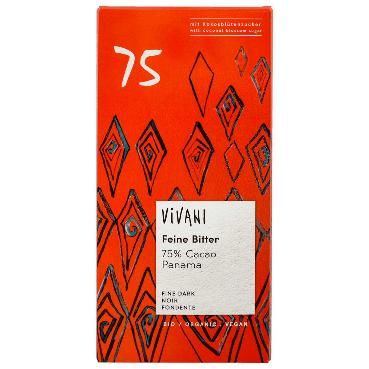 Bio Feine Bitter Schokolade 75% Kokosblütenzucker 80g