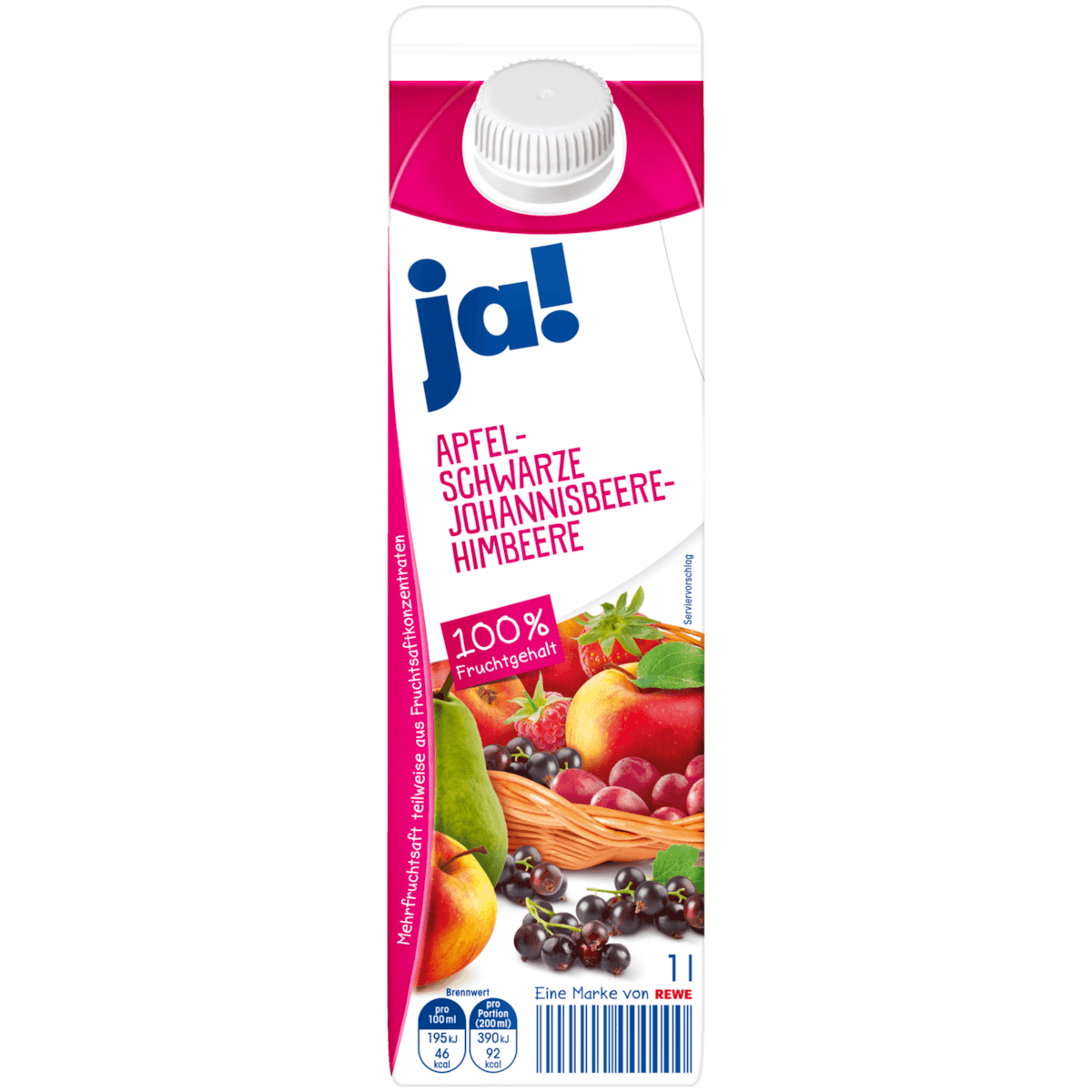 ja! Apfel- Himbeere & schwarze Johannisbeere 1l