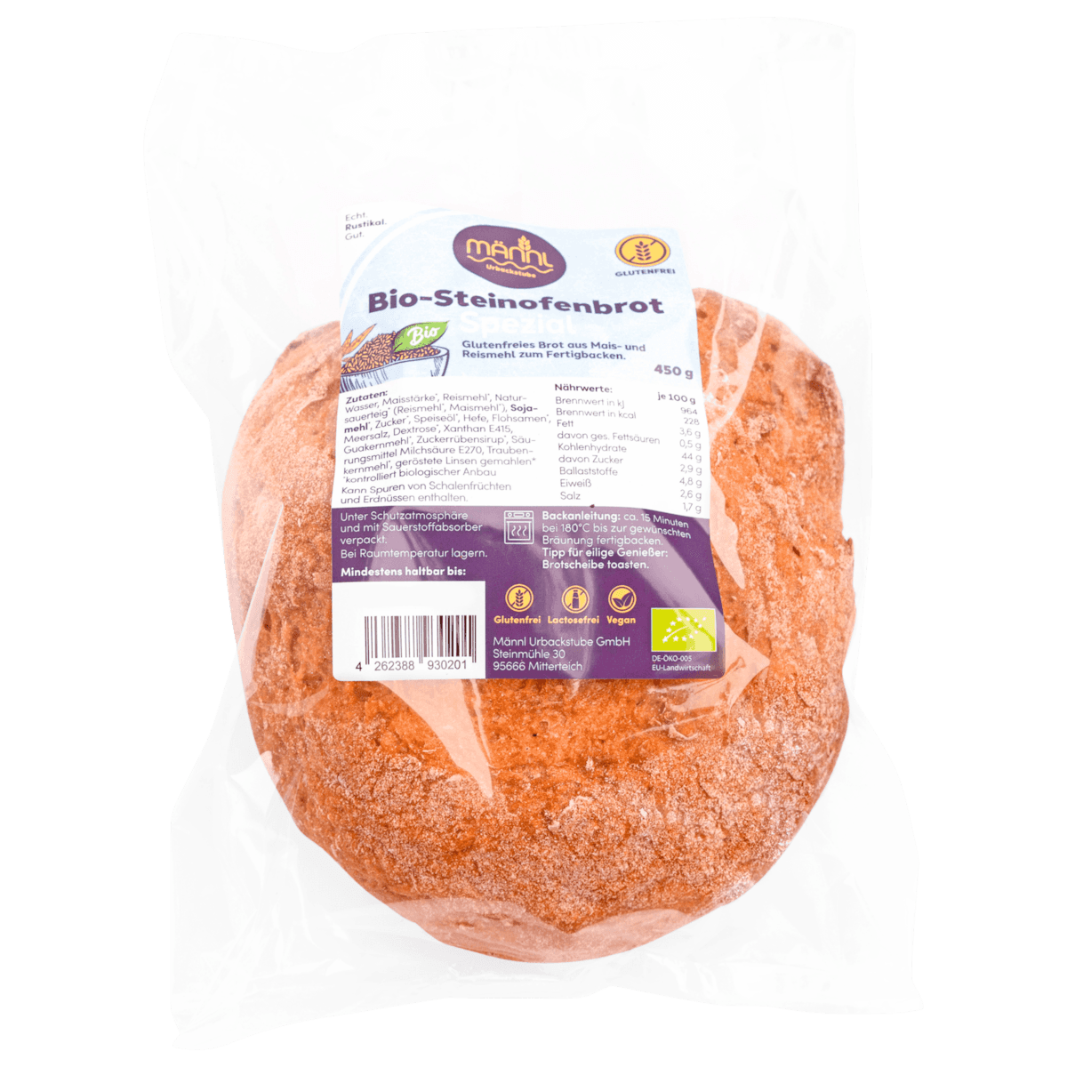 Bio Brot Steinofen Glutenfrei 450g