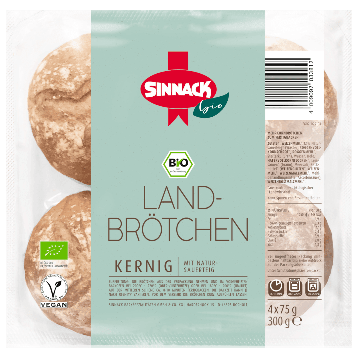 Bio Landbrötchen Kernig 300g