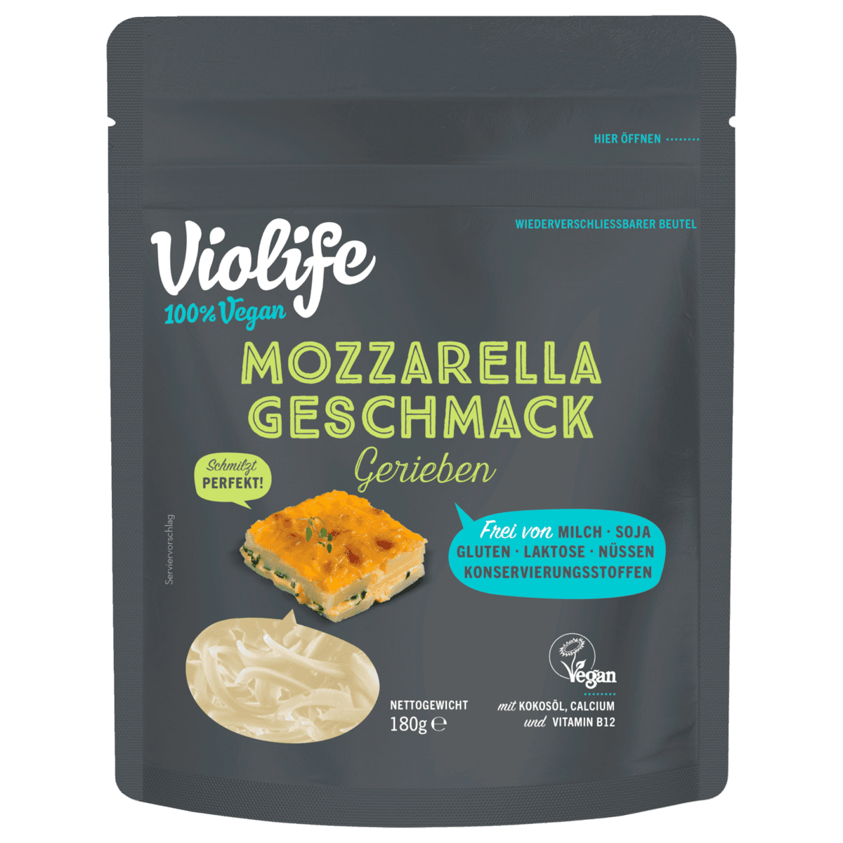 Mozzarella Geschmack gerieben vegan 180g