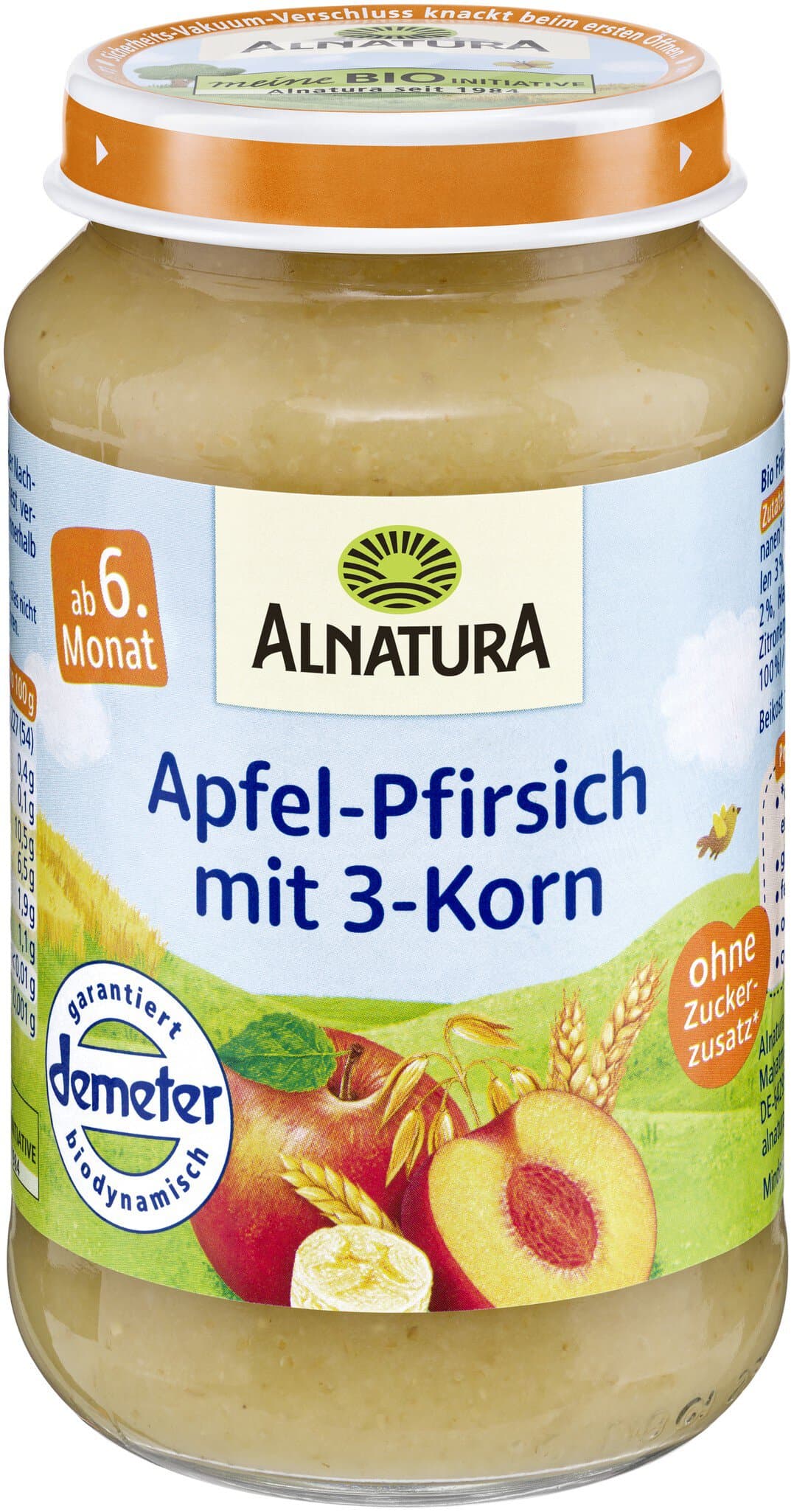 Apfel-Pfirsich mit Drei-Korn