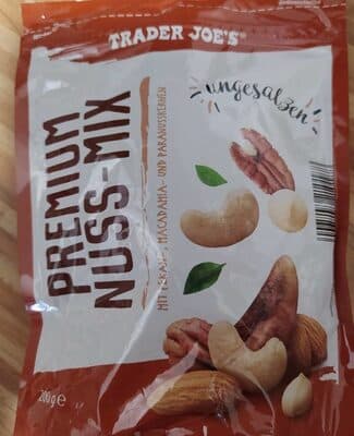 Premiumnuss-Mix mit Mandel-, Cashew-, Pekan-, Macadamia- & Paranusskernen, ungesalzen