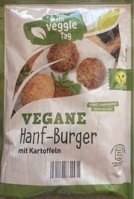 Vegane Hanf-Burger mit Kartoffeln