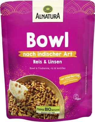 Alnatura Bowl nach indischer Art Bio Mischung mit Reis und Linsen nach indischer Art, vorgegart