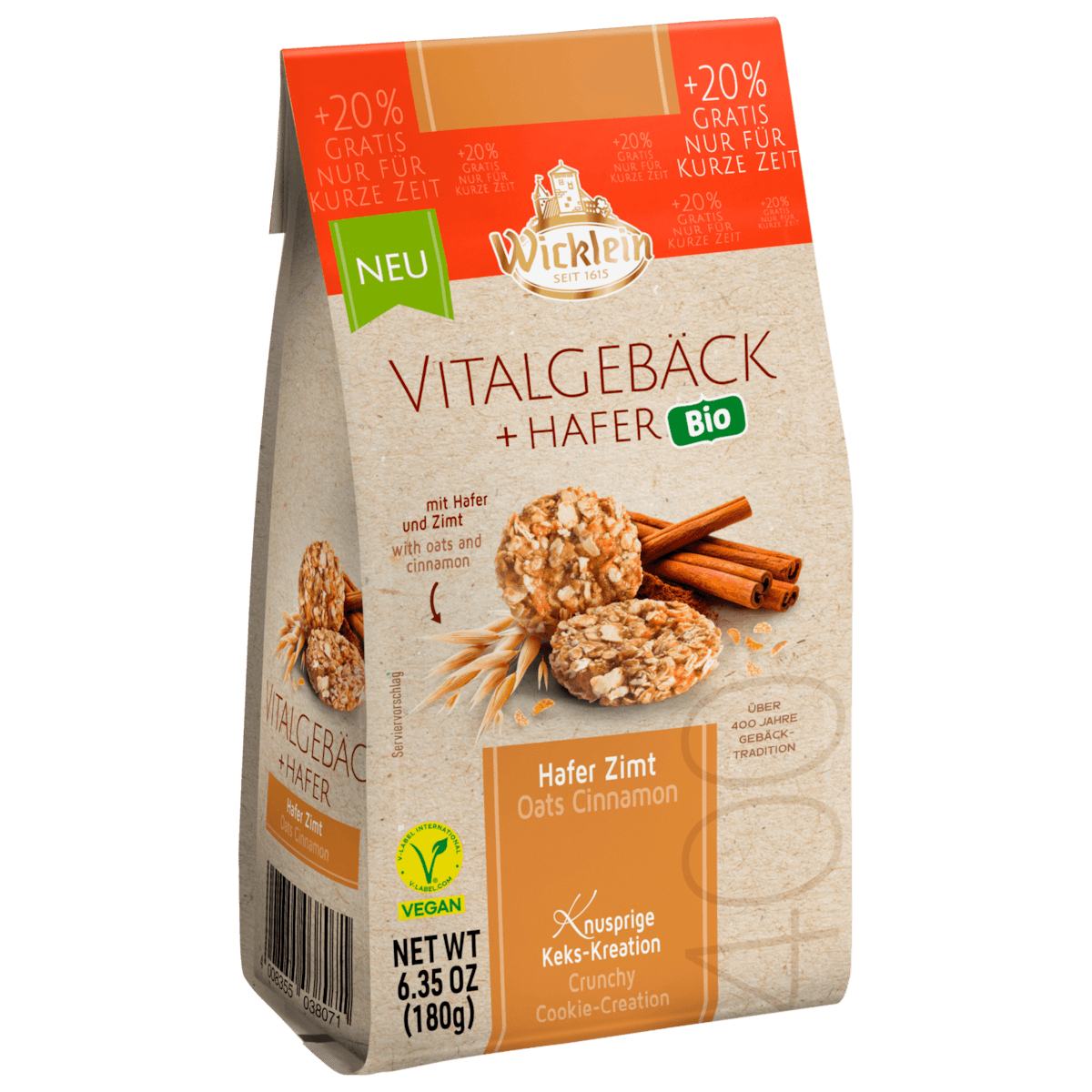 Vitalgebäck+Hafer Bio Vegan 180g